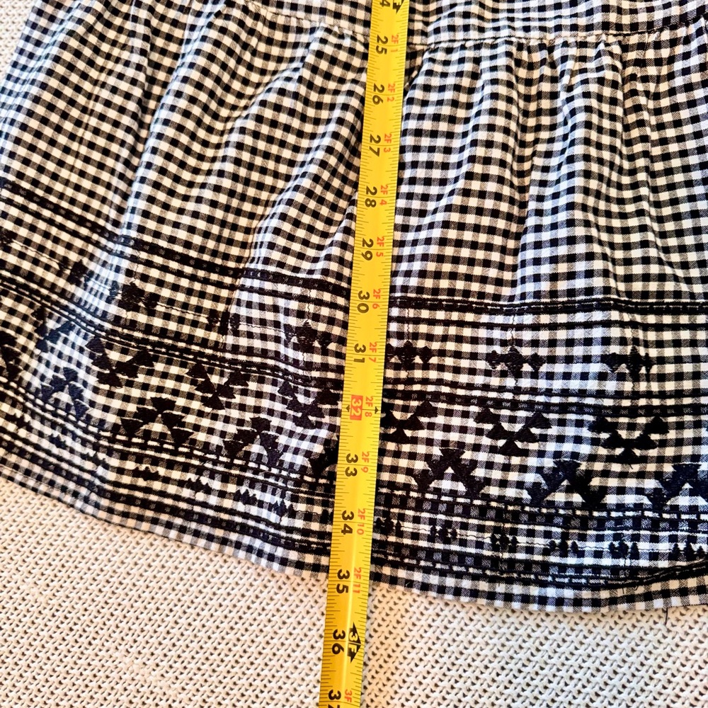 OLD NAVY Smocked Embroidered Tiered Red White Gingham Plaid Mini Dress w Pockets - Picture 12 of 14